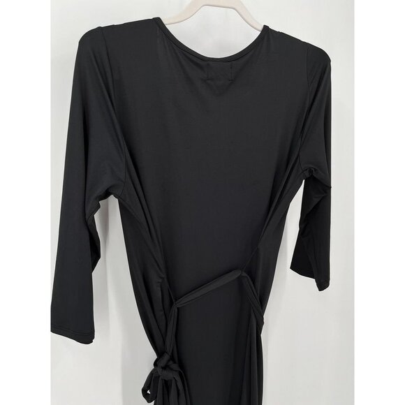 Mud Pie Black Dress Large Stretchy Knit 3/4 Sleeve Belted - Picture 6 of 9